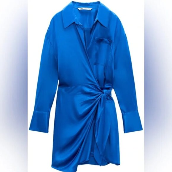 Satin Effect Wrap Dress - Picture 1 of 3